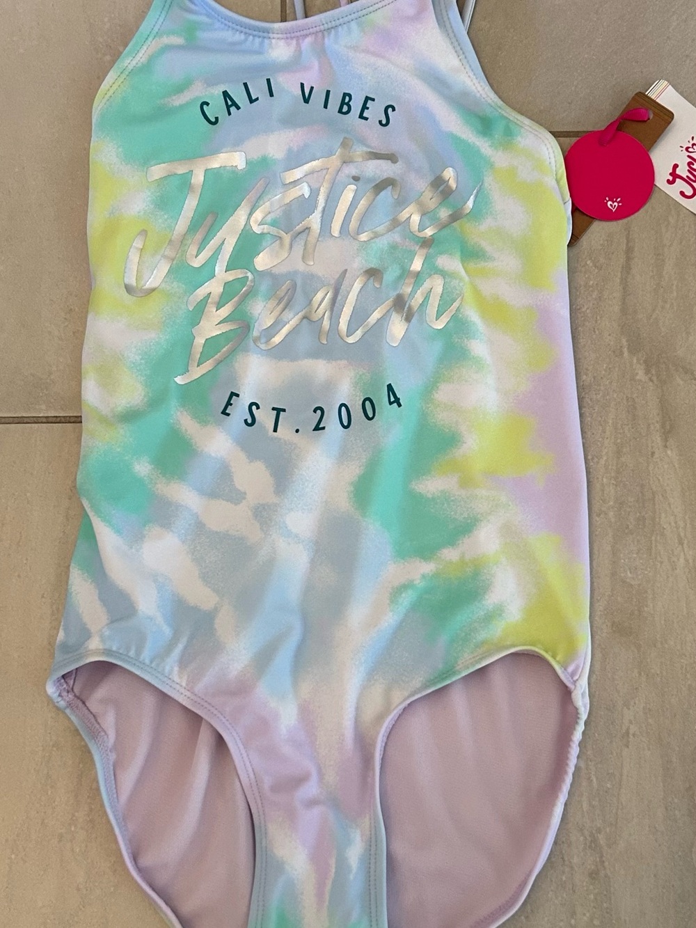 NEW Girls Size 14/16 Justice Pastel Tie-Dye One-Piece Swimsuit